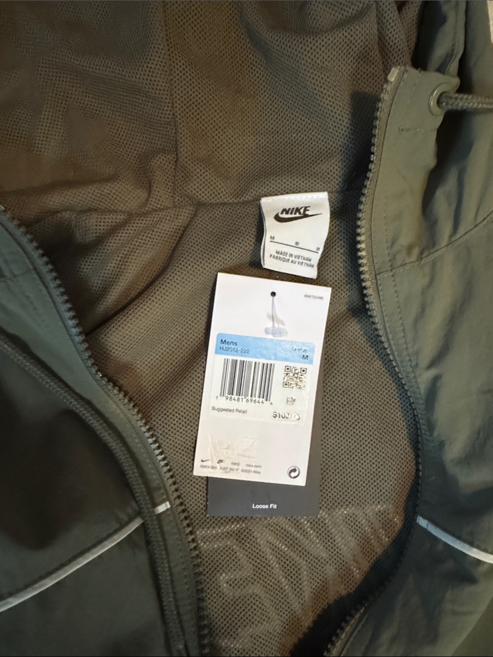 Nike Olive Green Hooded Windbreaker Jacket - Picture 2 of 5